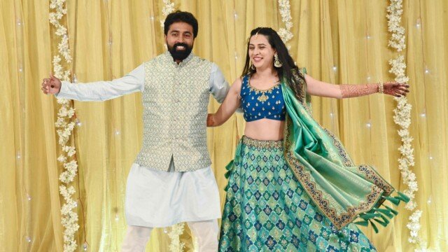 Dancing pose of couple